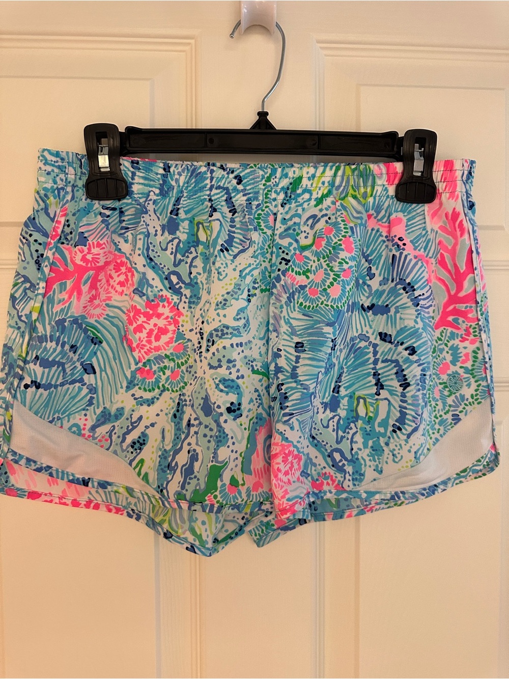 Lilly Pulitzer Coral & Aqua Botanical Print Athletic Shorts